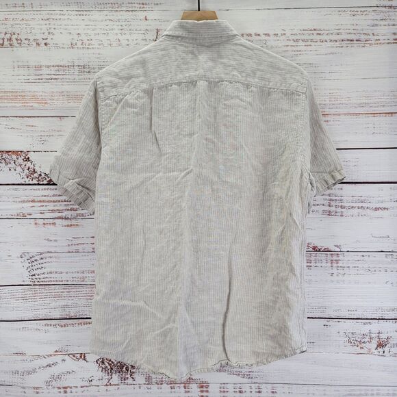 Everlane Shirt Mens M Gray White Linen Button Down Striped Pocket Preppy Casual - Picture 7 of 8